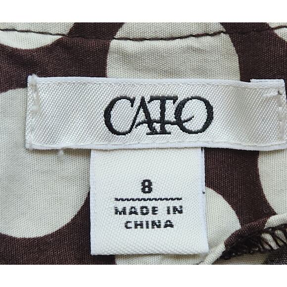 Cato Brown White Polka Dot A Line Above The Knee Skirt 8 Lightweight Soft - Picture 3 of 4